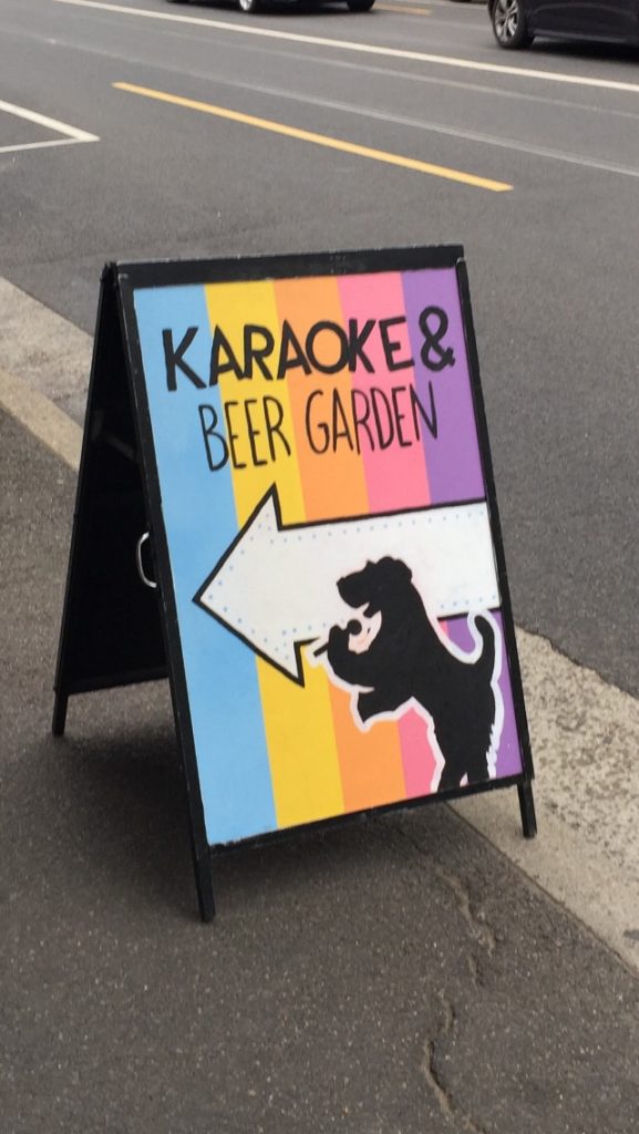 Benjys karaoke and beer garden street sign